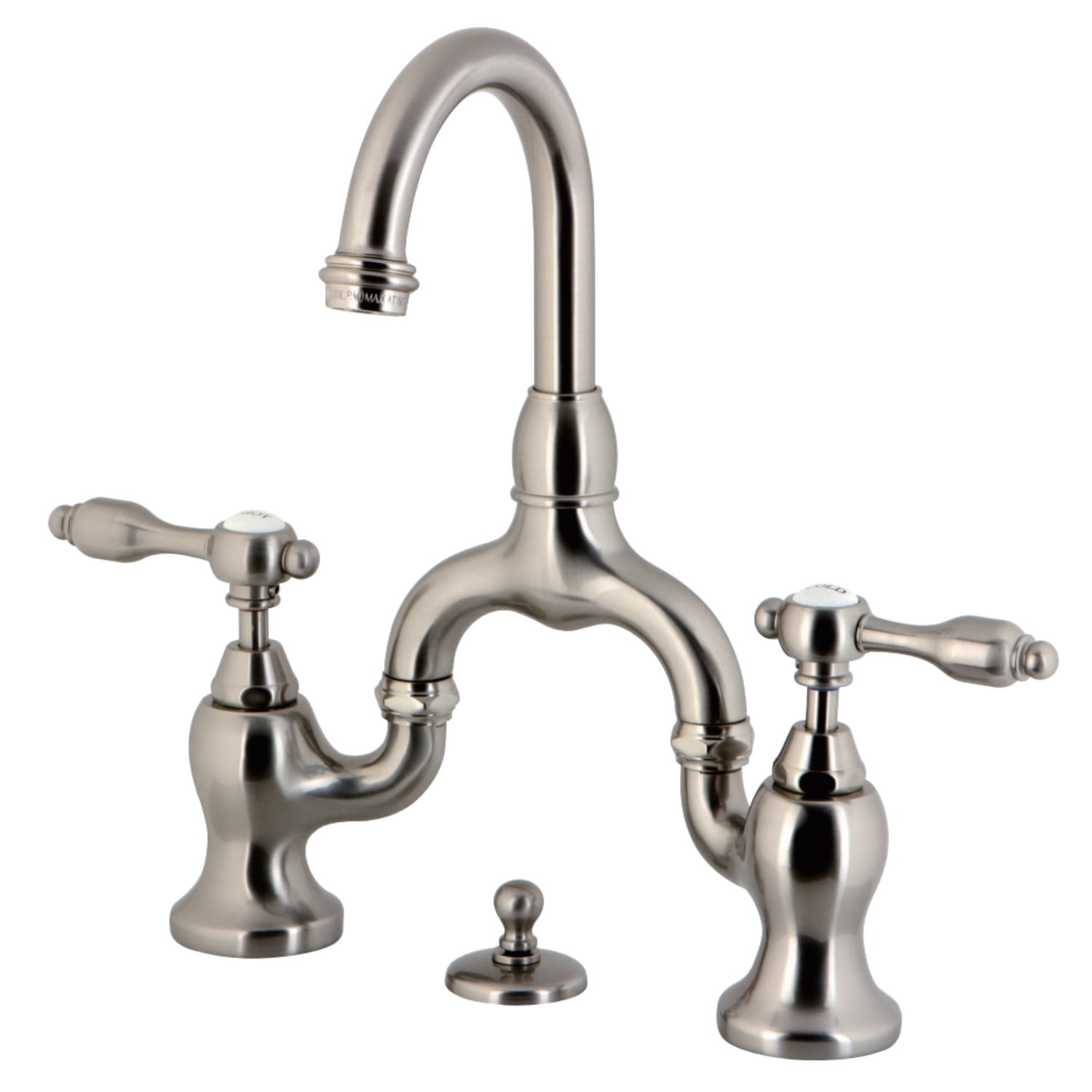 Kingston Brass KS7998TAL Standard Mount Bridge Bathroom Faucet, Brushed Nickel