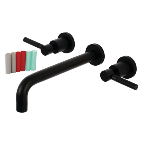 Kingston Brass KS8020DKL Kaiser Two-Handle Wall Mount Roman Tub Faucet, Matte Black