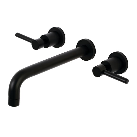 Kingston Brass KS8020DL Concord Two-Handle 3-Hole Wall Mount Roman Tub Faucet in Matte Black