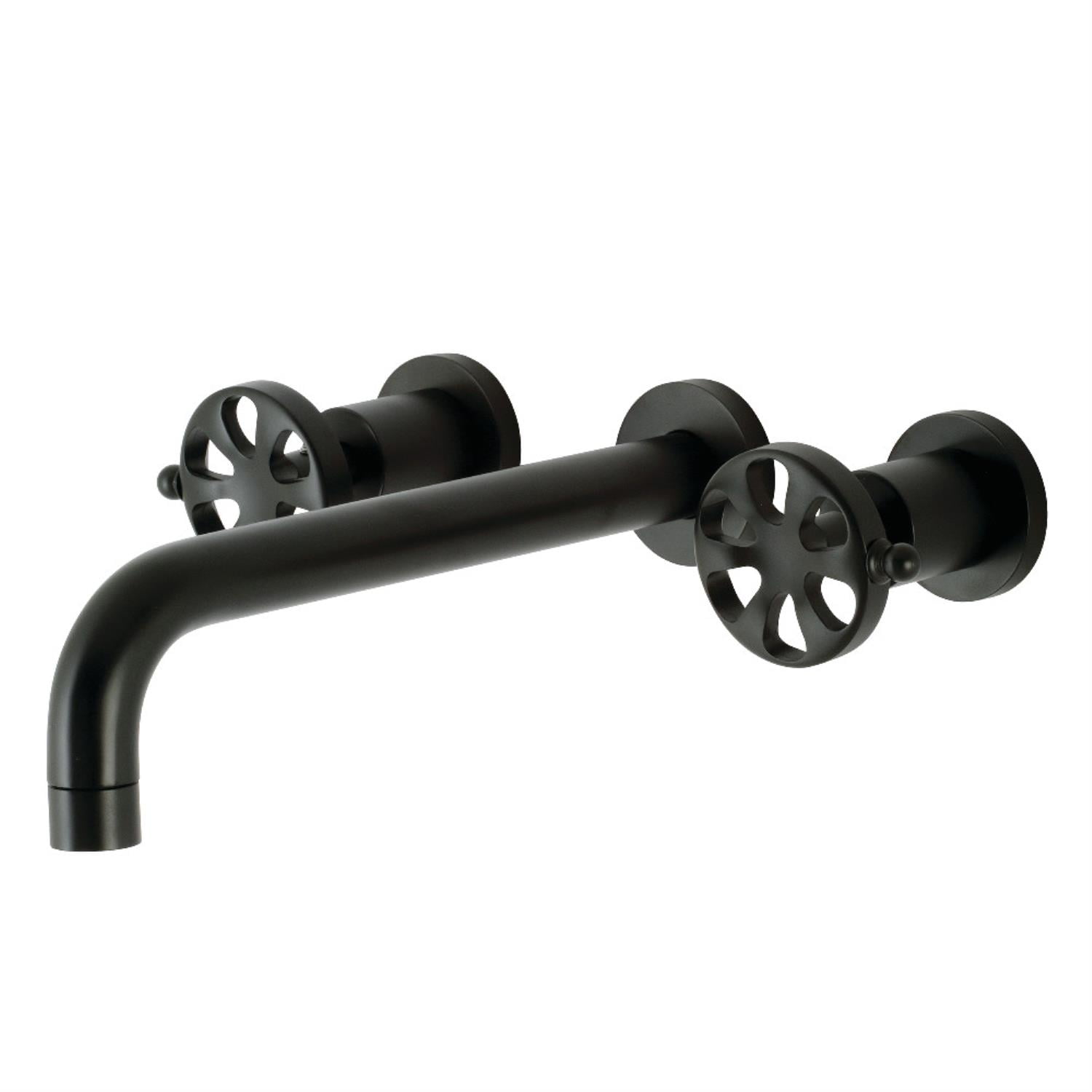 Matte Black Wall Mount Roman Tub Faucet with Dual Handles