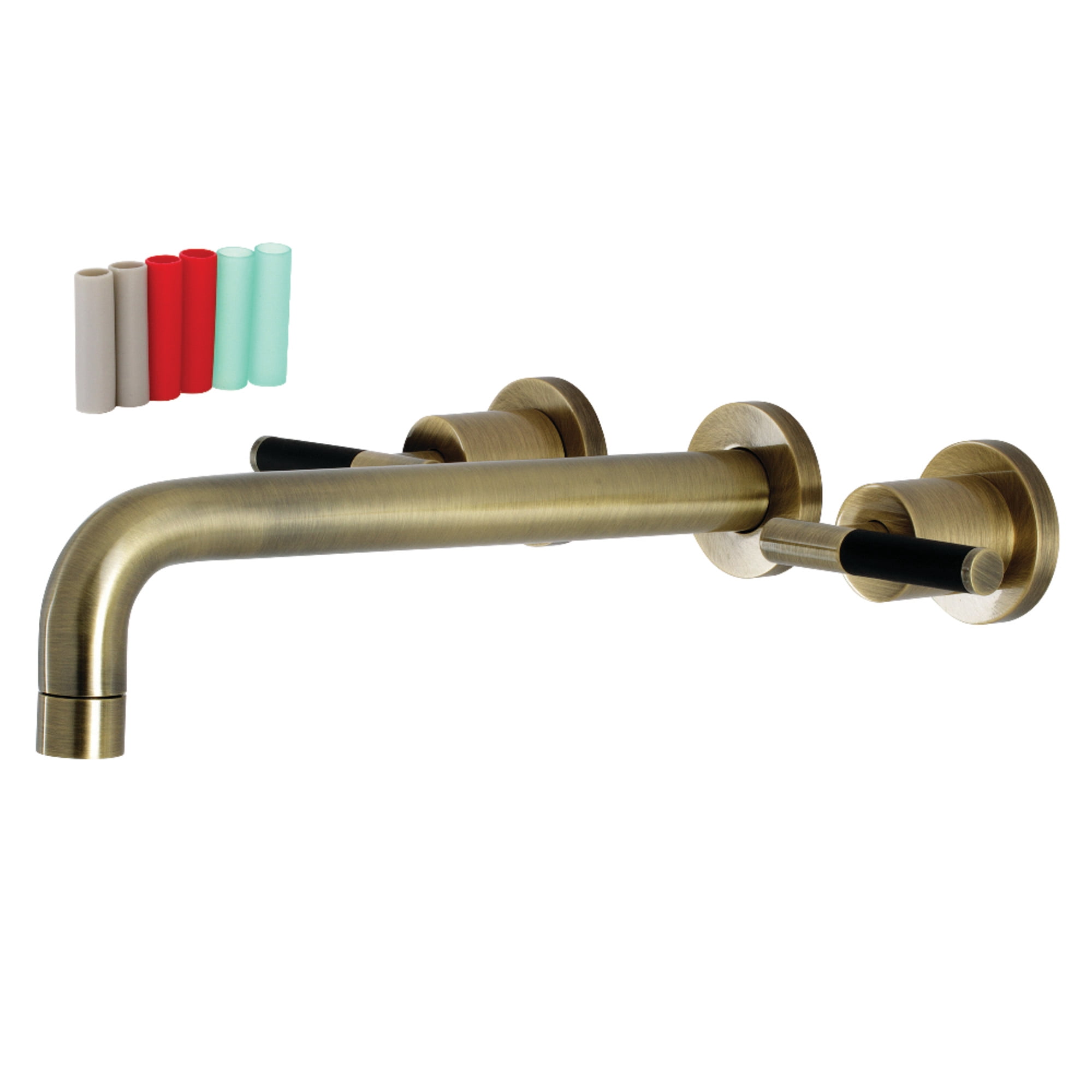 Kingston Brass KS8023CKL Kaiser Two-Handle 3-Hole Wall Mount Roman Tub Faucet in Antique Brass
