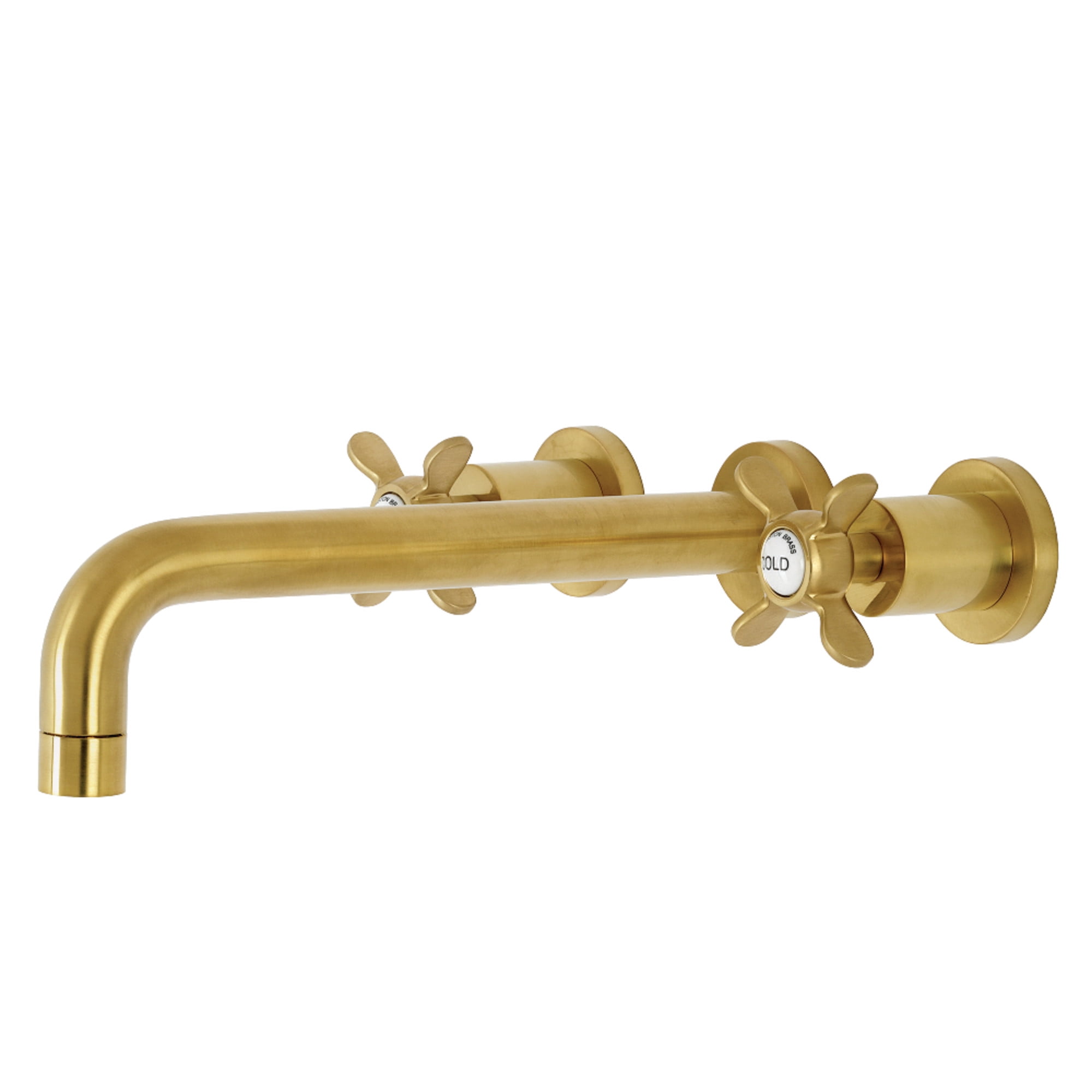 Kingston Brass KS8027BEX Essex Two-Handle 3-Hole Wall Mount Roman Tub Faucet in Brushed Brass