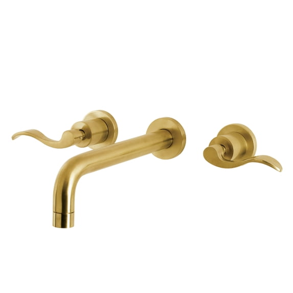 Kingston Brass KS8027DFL NuWave Two-Handle 3-Hole Wall Mount Roman Tub Faucet in Brushed Brass