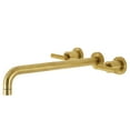 thumbnail image 1 of Kingston Brass KS8047CML Manhattan Two-Handle 3-Hole Wall Mount Roman Tub Faucet in Brushed Brass, 1 of 7
