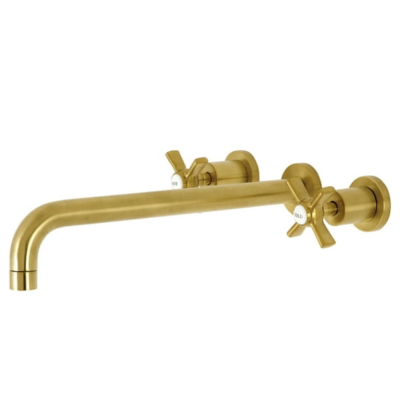 Kingston Brass KS8047ZX Millennium Two-Handle 3-Hole Wall Mount Roman Tub Faucet in Brushed Brass