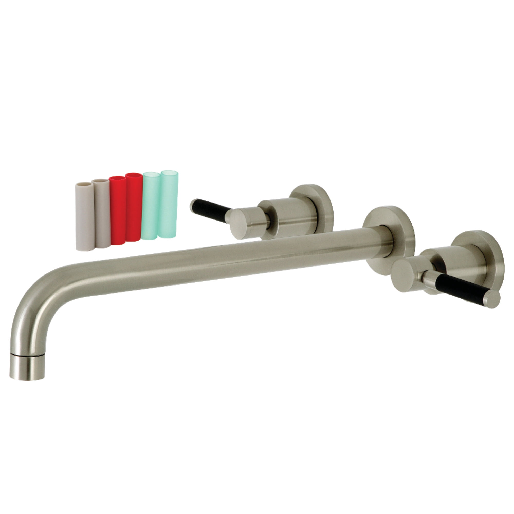 Kingston Brass KS8048DKL Kaiser Two-Handle Wall Mount Roman Tub Faucet, Brushed Nickel