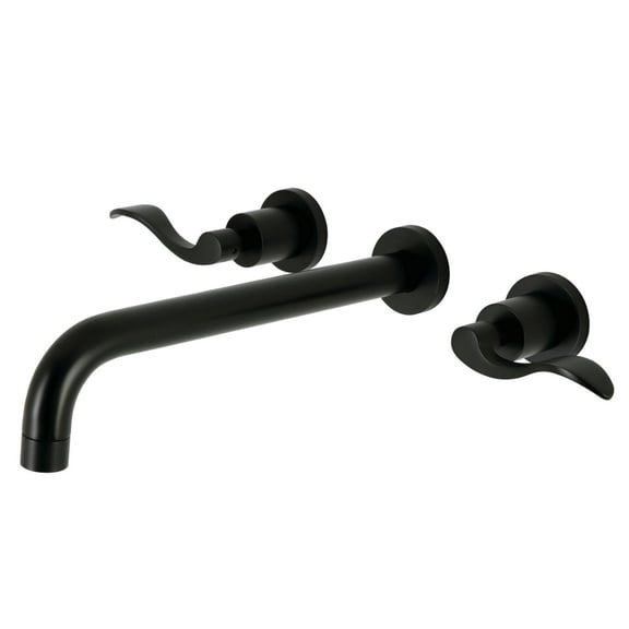 Kingston Brass KS8050DFL NuWave Two-Handle 3-Hole Wall Mount Roman Tub Faucet in Matte Black