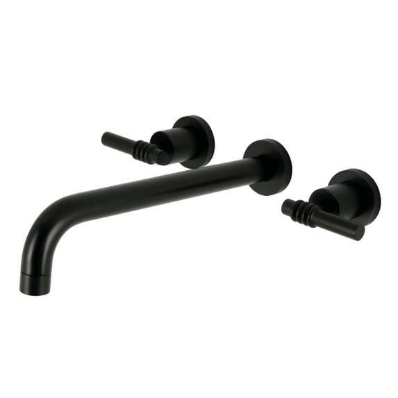 Kingston Brass KS8050ML Milano Two-Handle 3-Hole Wall Mount Roman Tub Faucet in Matte Black