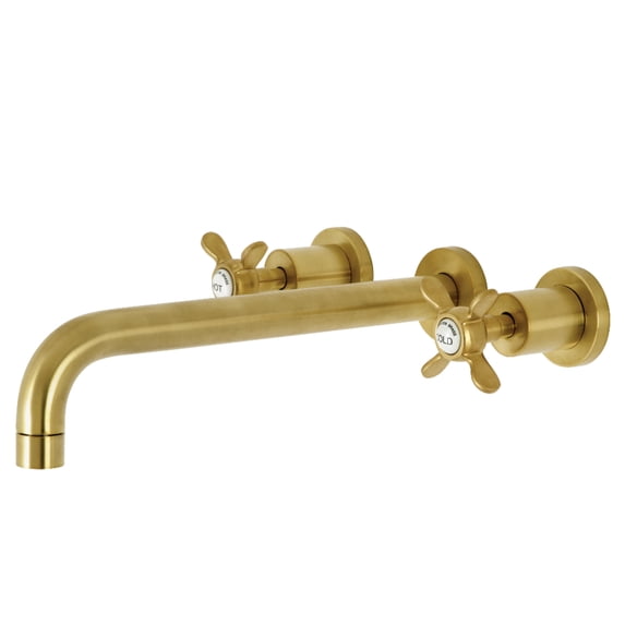 Kingston Brass KS8057BEX Essex Two-Handle 3-Hole Wall Mount Roman Tub Faucet in Brushed Brass
