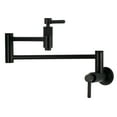 thumbnail image 1 of Kingston Brass KS8100KNL Convergent Two-Handle 1-Hole Wall Mount Pot Filler Faucet with Knurled Handle in Matte Black, 1 of 5