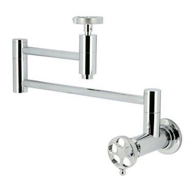 Kingston Brass KS8101RKZ Wendell Wall Mount Pot Filler Faucet with Knurled Handle, Polished Chrome