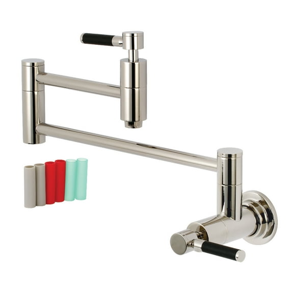 Kingston Brass KS8106DKL Concord Wall Mount Pot Filler Kitchen Faucet, Polished Nickel