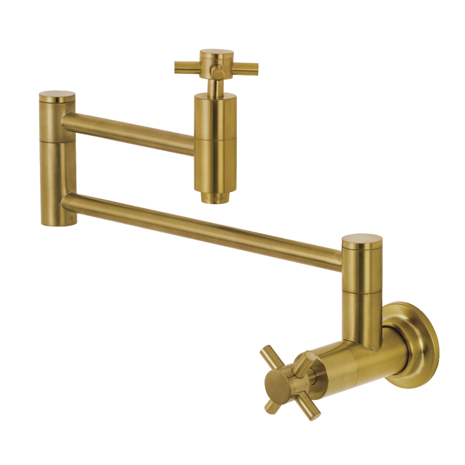 Brushed Brass Wall Mount Pot Filler Kitchen Faucet