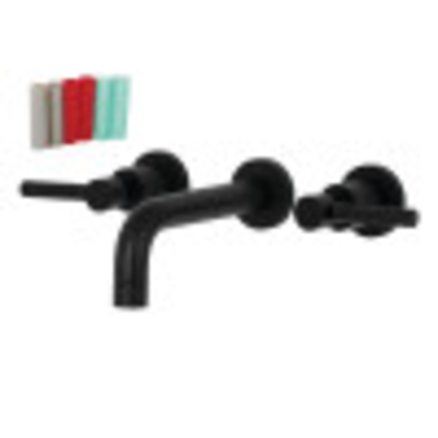 Matte Black Brass Two-Handle Wall Mount Bathroom Faucet