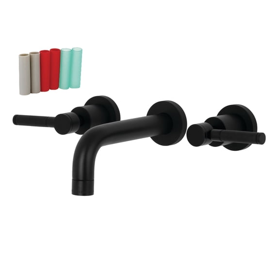 Kingston Brass KS8120DKL Kaiser Double-Handle 3-Hole Wall Mount Bathroom Faucet in Matte Black