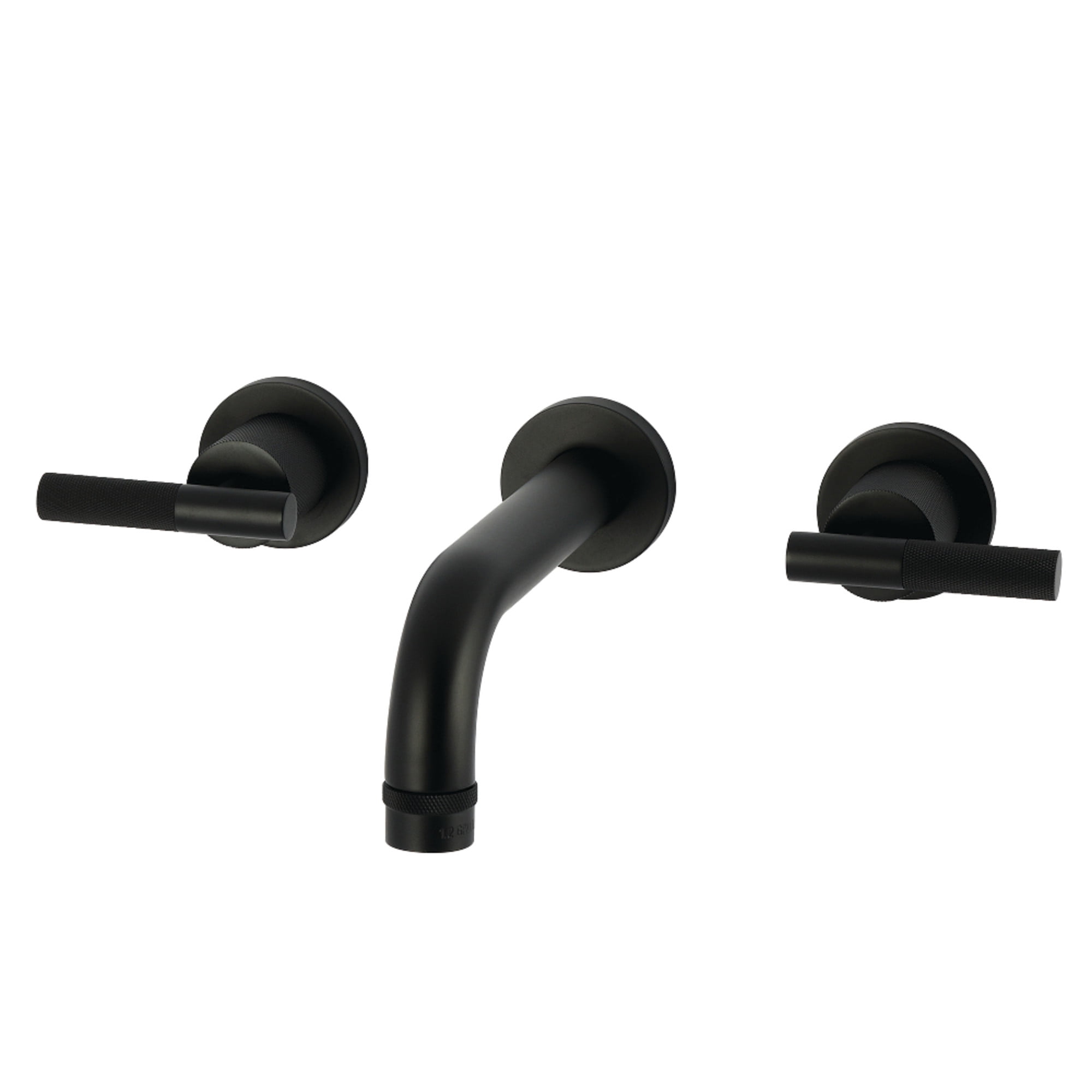 Kingston Brass KS8120KNL Convergent Double-Handle 3-Hole Wall Mount Bathroom Faucet with Knurled Handle in Matte Black
