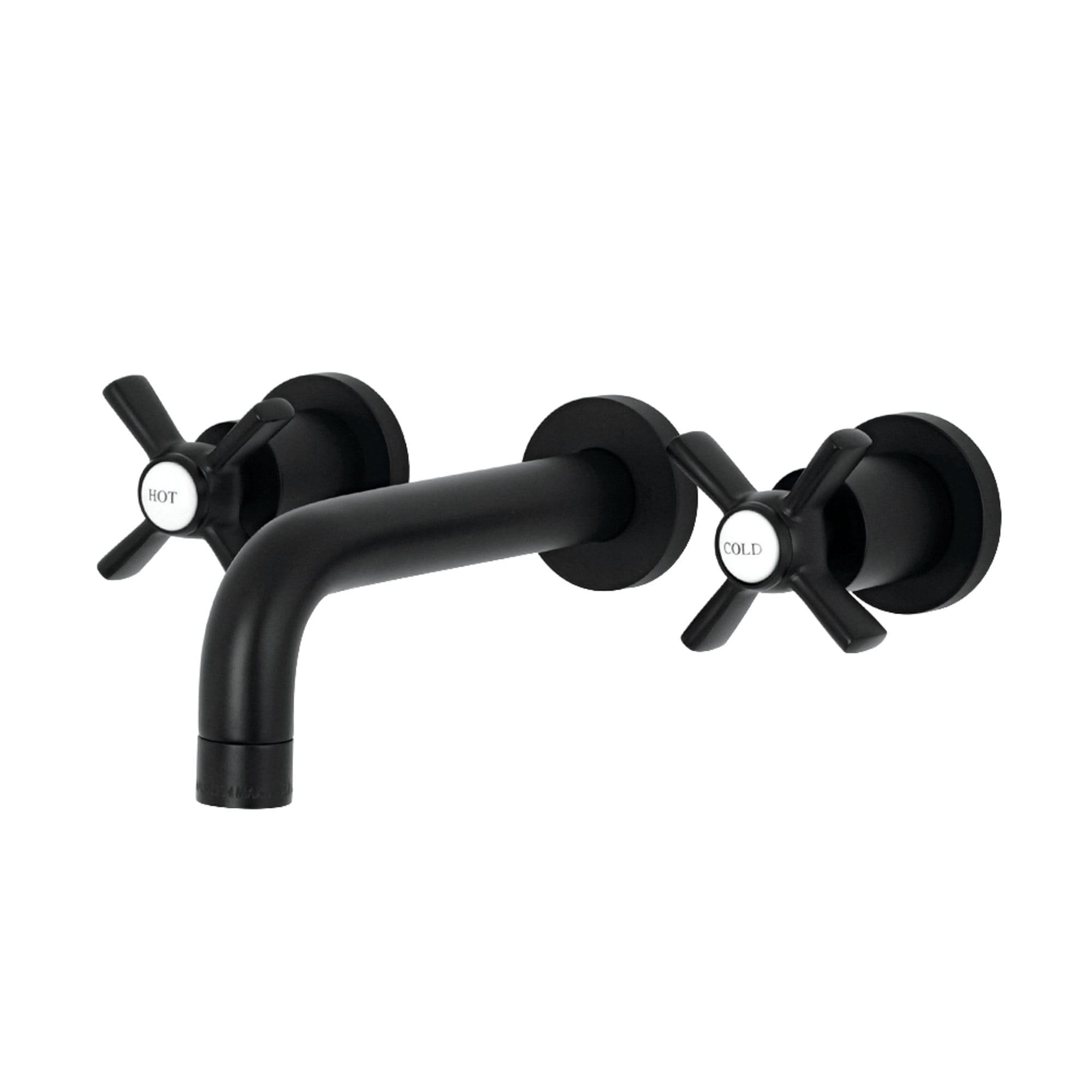Kingston Brass KS8120ZX Millennium Double-Handle 3-Hole Wall Mount Bathroom Faucet in Matte Black