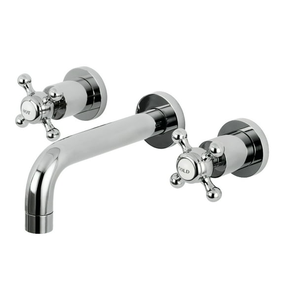 Kingston Brass KS8121BX Metropolitan Double-Handle 3-Hole Wall Mount Bathroom Faucet in Polished Chrome