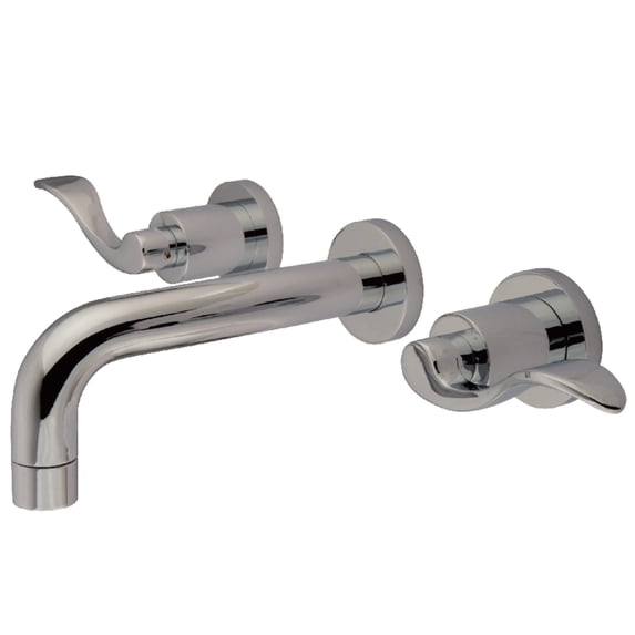 Kingston Brass KS8121DFL NuWave Double-Handle 3-Hole Wall Mount Bathroom Faucet in Polished Chrome