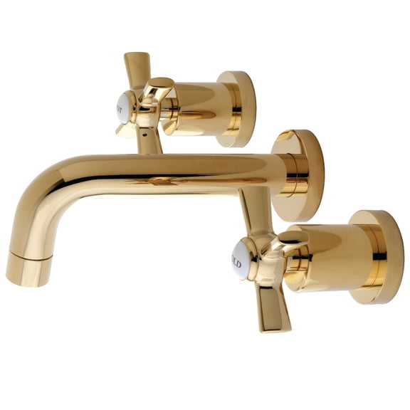 Kingston Brass KS8122ZX Millennium Double-Handle 3-Hole Wall Mount Bathroom Faucet in Polished Brass