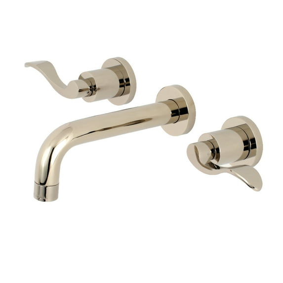 Kingston Brass KS8126DFL NuWave Double-Handle 3-Hole Wall Mount Bathroom Faucet in Polished Nickel