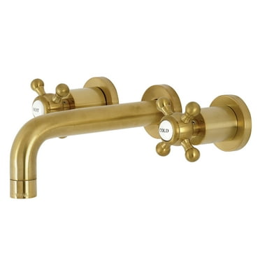 Kingston Brass KS8127BX Metropolitan 2-Handle 8 in. Wall Mount Bathroom Faucet, Brushed Brass