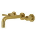 thumbnail image 1 of Kingston Brass KS8127CML Manhattan 2-Handle 8 in. Wall Mount Bathroom Faucet, Brushed Brass, 1 of 5
