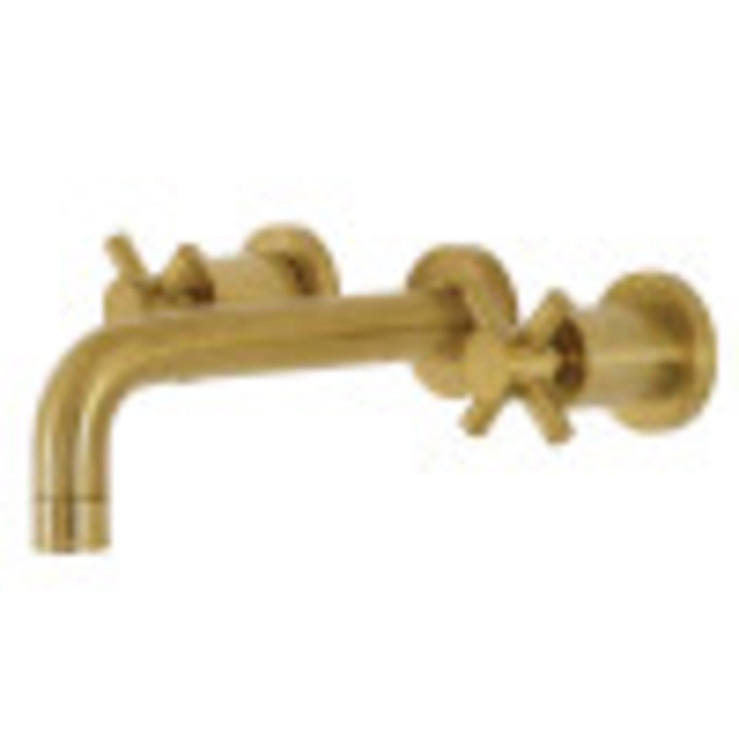 Polished Nickel Brass Wall Mount Bathroom Faucet with Cross Handles