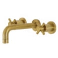 thumbnail image 1 of Kingston Brass KS8127DX Concord 2-Handle Wall Mount Bathroom Faucet, Brushed Brass, 1 of 5