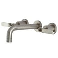 thumbnail image 1 of Kingston Brass KS8128KL Whitaker Double-Handle 3-Hole Wall Mount Bathroom Faucet in Brushed Nickel, 1 of 8