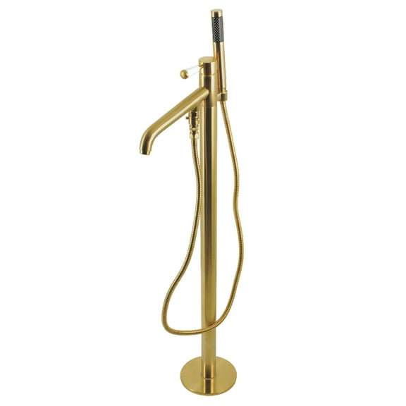 Kingston Brass KS8137DPL Paris Freestanding Tub Faucet with Hand Shower, Brushed Brass