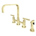 thumbnail image 1 of Kingston Brass KS8252CMLBS Manhattan Bridge Kitchen Faucet with Brass Side Sprayer, Polished Brass, 1 of 4