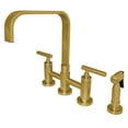 thumbnail image 1 of Kingston Brass KS8257CMLBS Manhattan Bridge Kitchen Faucet with Brass Side Sprayer, Brushed Brass, 1 of 4