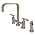 thumbnail image 1 of Kingston Brass KS8258CMLBS Manhattan Bridge Kitchen Faucet with Brass Side Sprayer, Brushed Nickel, 1 of 4