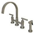 thumbnail image 1 of Kingston Brass KS8268CMLBS Manhattan Bridge Kitchen Faucet with Brass Side Sprayer, Brushed Nickel, 1 of 4