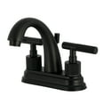 thumbnail image 1 of Kingston Brass KS8610KNL Knurled Double-Handle 3-Hole Deck Mount 4-Inch Centerset Bathroom Faucet with Brass Pop-Up in Matte Black, 1 of 5
