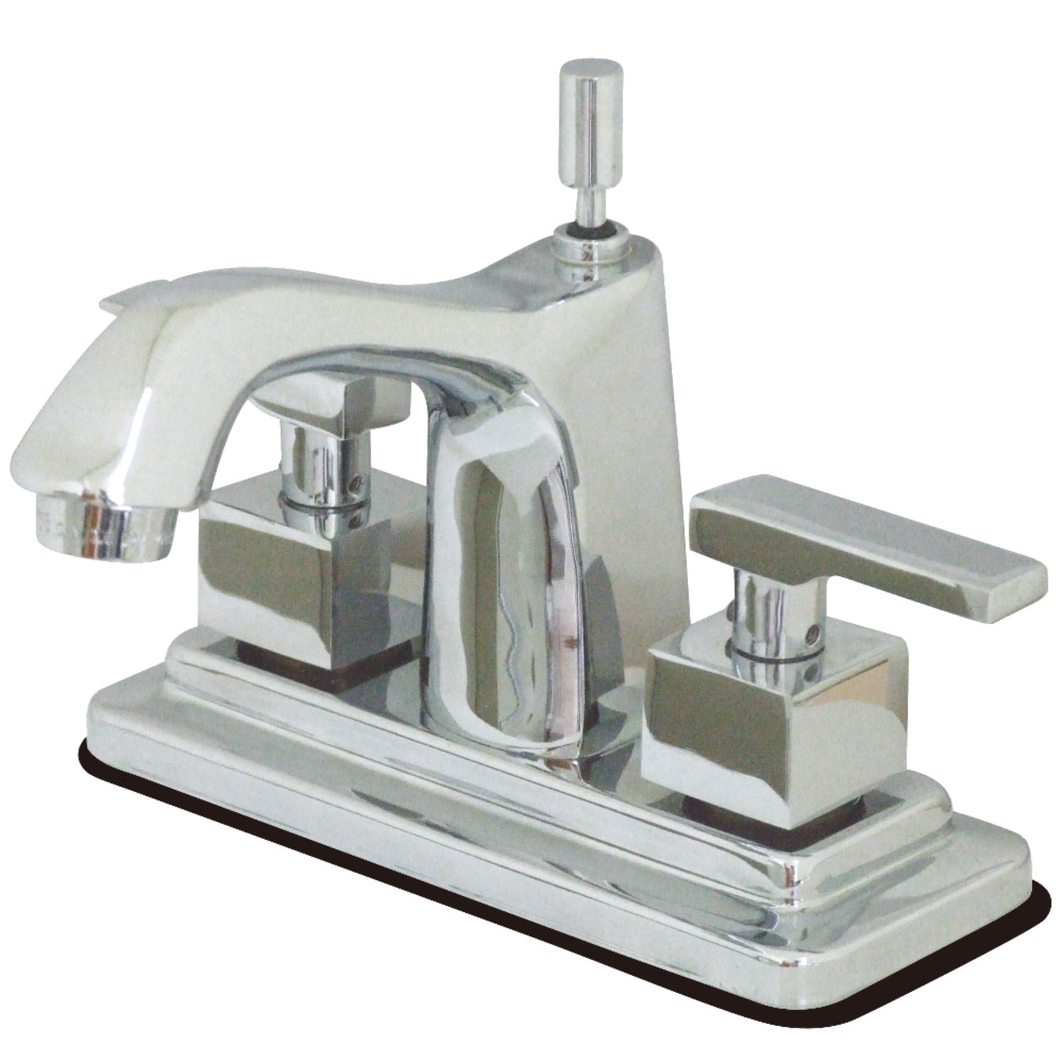 Polished Chrome 4-Inch Centerset Bathroom Faucet with Twin Lever Handles