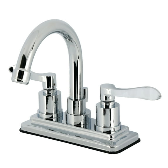 Kingston Brass KS8661DFL Double-Handle 3-Hole Deck Mount 4-Inch Centerset Bathroom Faucet with Brass Pop-Up in Polished Chrome
