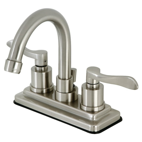 Kingston Brass KS8668DFL NuWave 4 in. Centerset Bathroom Faucet with Brass Pop-Up, Brushed Nickel
