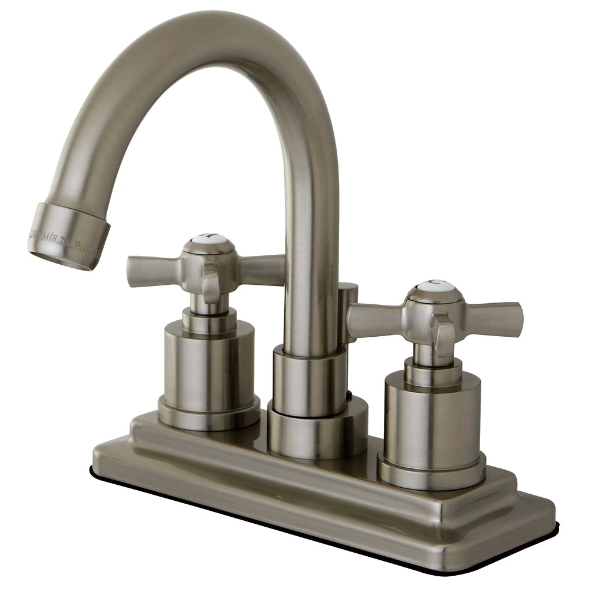Kingston Brass KS8668ZX Millennium 4 in. Centerset Bathroom Faucet with Brass Pop-Up, Brushed Nickel