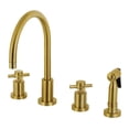 thumbnail image 1 of Kingston Brass KS8727DXBS Concord 8-Inch Widespread Kitchen Faucet with Brass Sprayer, Brushed Brass, 1 of 4