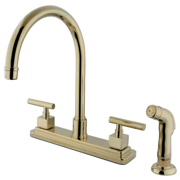 Kingston Brass KS8792CQL Claremont Centerset Kitchen Faucet, Polished Brass