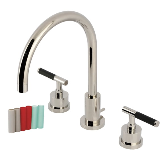 Kingston Brass KS8926CKL Kaiser Widespread Bathroom Faucet with Brass Pop-Up, Polished Nickel