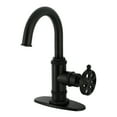 thumbnail image 1 of Kingston Brass KSD2210RX Belknap One-Handle 1-Hole Bathroom Faucet with Deck Plate and Push Pop-Up Drain in Matte Black, 1 of 7