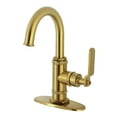 thumbnail image 1 of Kingston Brass KSD2217KL Whitaker One-Handle 1-Hole Bathroom Faucet with Deck Plate and Push Pop-Up Drain in Brushed Brass, 1 of 7
