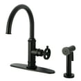 thumbnail image 1 of Kingston Brass KSD2430RNK Levante Single-Handle 2-Hole Deck Mount Kitchen Faucet in Matte Black, 1 of 7