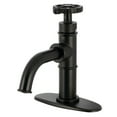 thumbnail image 1 of Kingston Brass KSD2820CG Fuller One-Handle Single-Hole Bathroom Faucet with Deck Plate and Push Pop-Up Drain, Matte Black, 1 of 4