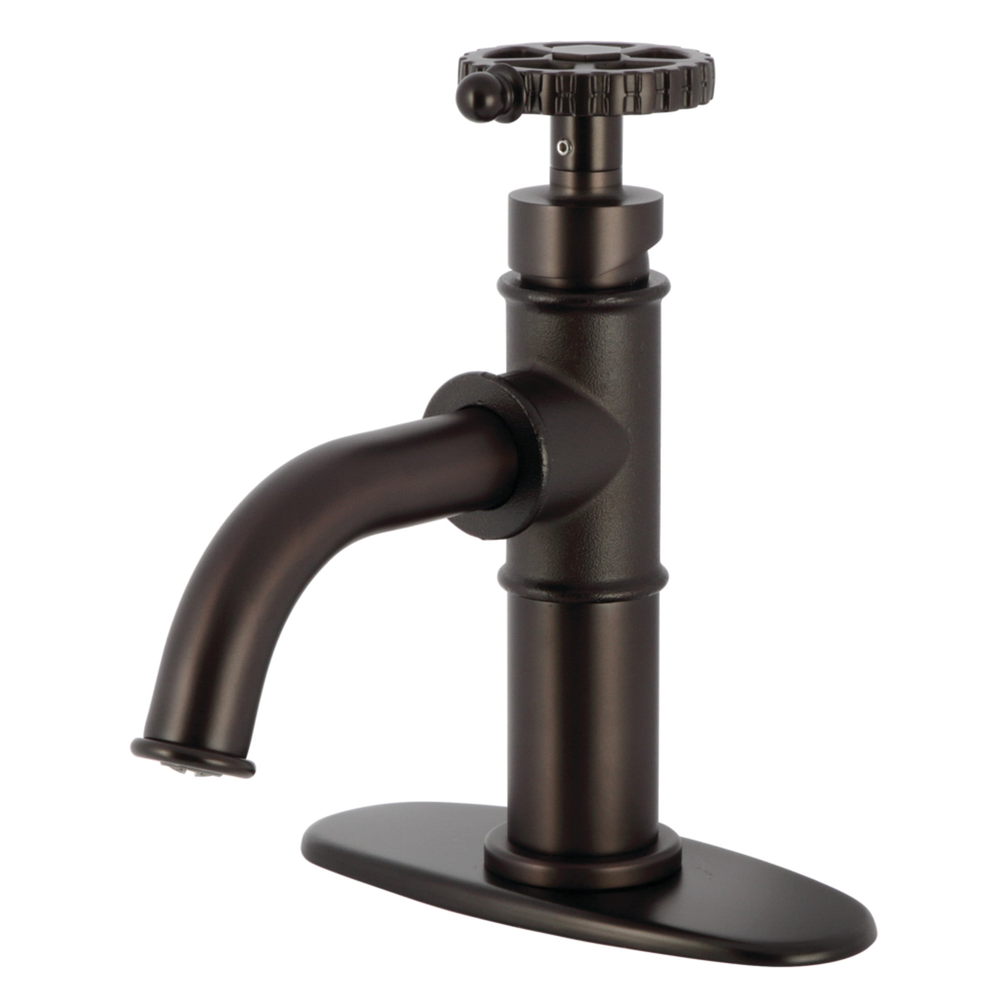 Kingston Brass KSD2825CG Fuller One-Handle Single-Hole Bathroom Faucet with Deck Plate and Push Pop-Up Drain, Oil Rubbed Bronze