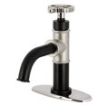 thumbnail image 1 of Kingston Brass KSD2826CG Fuller One-Handle Single-Hole Bathroom Faucet with Deck Plate and Push Pop-Up Drain, Matte Black/Polished Nickel, 1 of 4