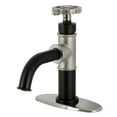 thumbnail image 1 of Kingston Brass KSD2828CG Fuller One-Handle Single-Hole Bathroom Faucet with Deck Plate and Push Pop-Up Drain, Matte Black/Brushed Nickel, 1 of 4